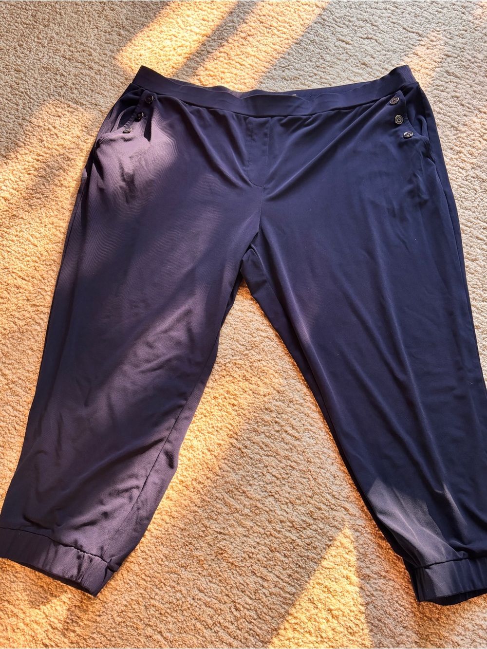 Susan Graver Navy Pull-On Waistband Pants